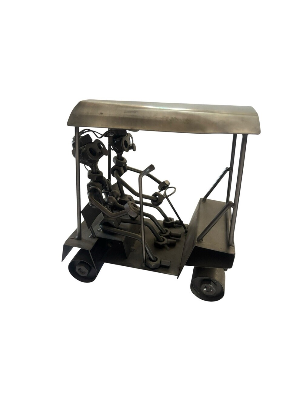 Golf Cart Golfer Metal Sculpture Nuts Bolts Made Germany Tee Time!